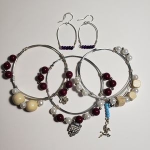 FESTIVAL READY  Purple Slip-on Bangle & Charm set of 3 - 430
